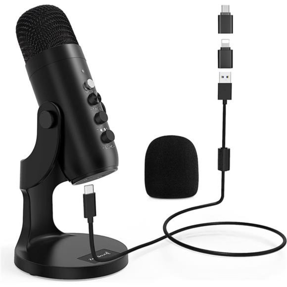 USB Microphone,Condenser Computer PC Mic,Plug&Play Gaming Microphones for PS 4&5 - Picture 1 of 6